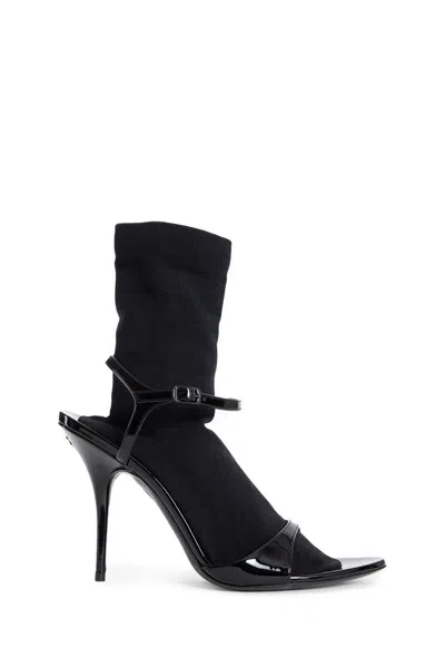 Balenciaga Avenue Sock Black Sandal In Patent Leather And Mesh
