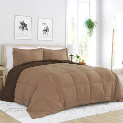 Hivvago 3-piece Microfiber Reversible Comforter Set In Taupe Brown In Brown