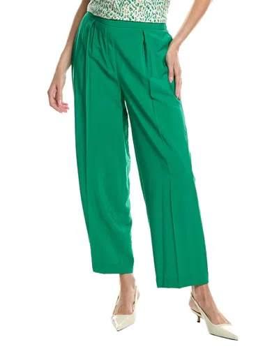 Anne Klein Pleated Pull-on Wide Leg Pants In Green