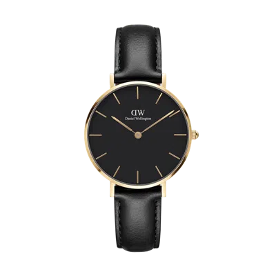Daniel Wellington Petite Sheffield Leather Ladies Watch In Black