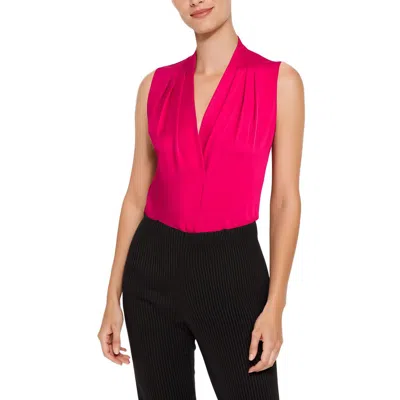 Kobi Halperin Mila Sleeveless V Neck Pleated Silk Blouse In Pink