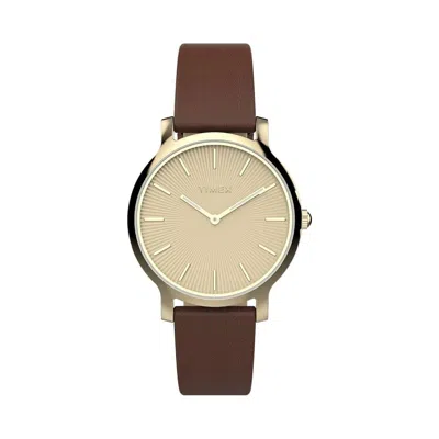 Timex Transcend Leather Ladies Watch In Brown