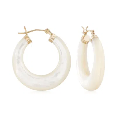 Ross-simons Mother-of-pearl Hoop Earrings With 14kt Yellow Gold
