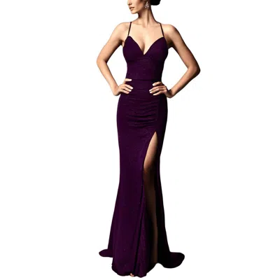 Emerald Sundae Juniors Womens Glitter Lace-up Evening Dress In Purple