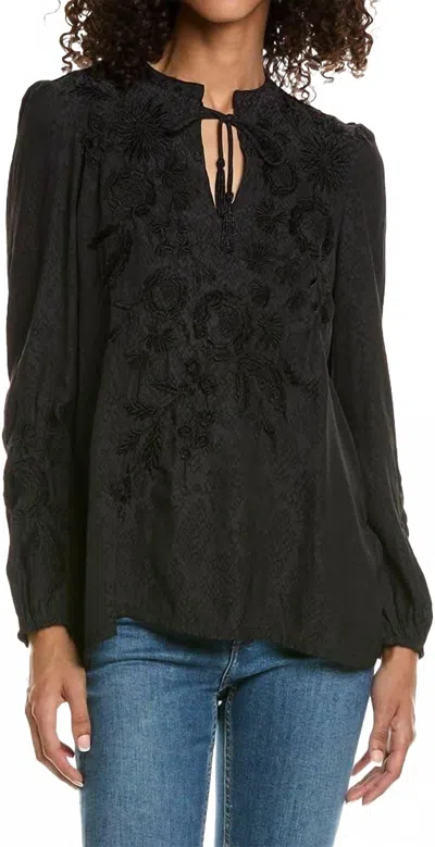 Johnny Was Nova Velvet Silk-blend Blouse In Black In Black