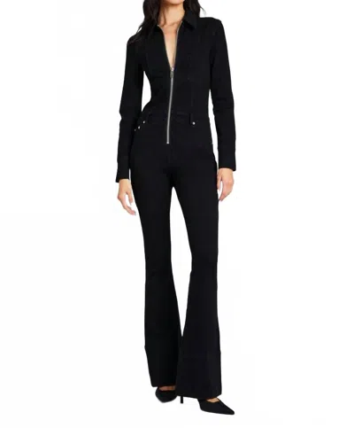 Ser.o.ya Deedee Denim Flare Jumpsuit In Black