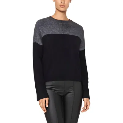 Vince Camuto Mood Indigo Womens Crewneck Color Block Pullover Sweater In Black