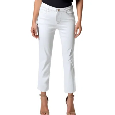 L Agence Sada Womens Denim High Rise Slim Jeans In White