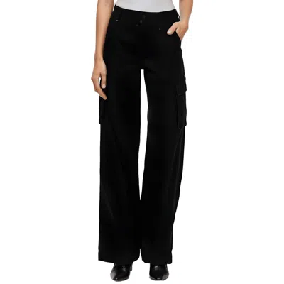 Sanctuary Soft Marine High Waist Wide Leg Crop Cotton Pants In Black