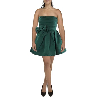 Dear Moon Juniors Womens Pleated Polyester Cocktail And Party Dress In Green