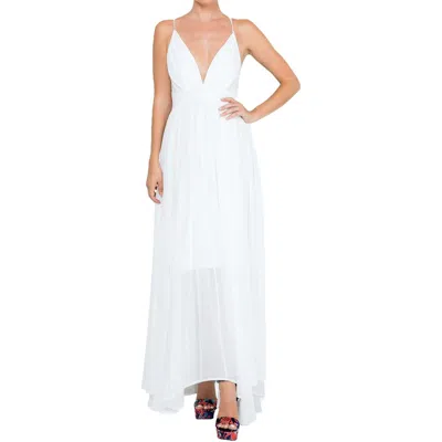 Meghan La Womens Full Length V-neck Maxi Dress In White
