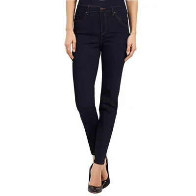 Gloria Vanderbilt Petites Womens High Rise Dark Wash Straight Leg Jeans