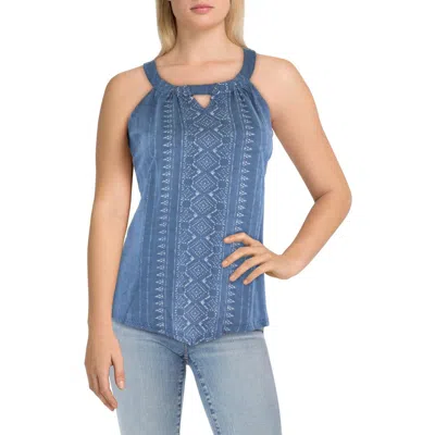 Aventura Womens Printed Modal Pullover Top In Blue