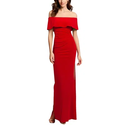 X By Xscape Petites Womens Ruched Off-the-shoulder Evening Dress In Red