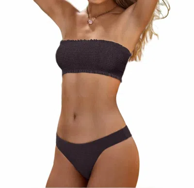 Pq Swim Coco Smocked Teeny Bottom In Brown In Brown
