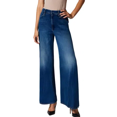 Mother Womens High Rise Stretch Wide Leg Jeans In Blue
