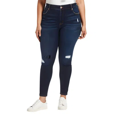 Celebrity Pink Womens High Rise Distressed Skinny Jeans In Blue