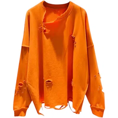Eam Women's Hallow Out Loose Sweatshirt In Orange Hole