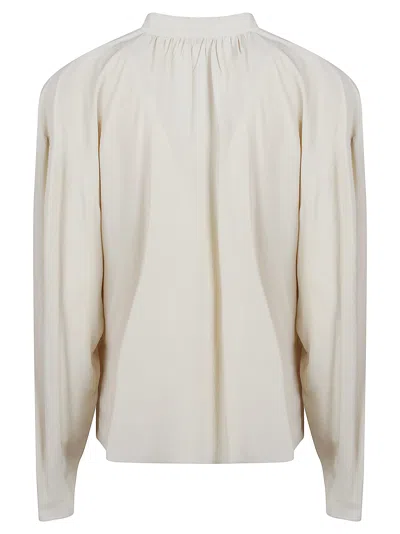 Patrizia Pepe Essential Long Sleeve Blouse In Neutral