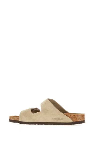 Birkenstock Arizona Slides Narrow Fit In Neutral