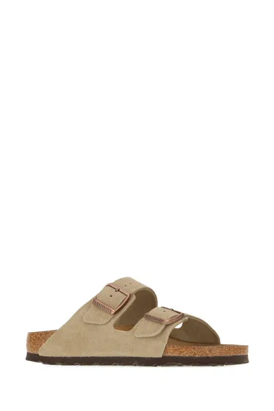 Birkenstock Arizona Slides Narrow Fit In Neutral