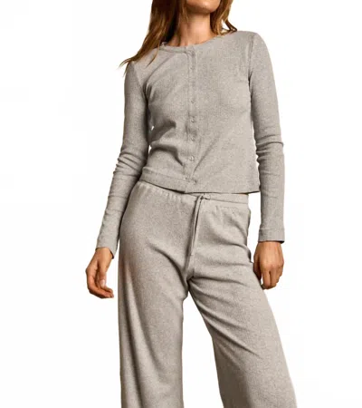 Perfectwhitetee Lila Pointelle Cardigan In Heather Grey In Gray