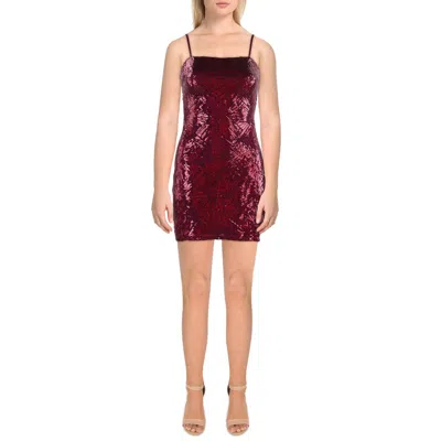 City Studio Juniors Womens Sequined Polyester Bodycon Dress In Red