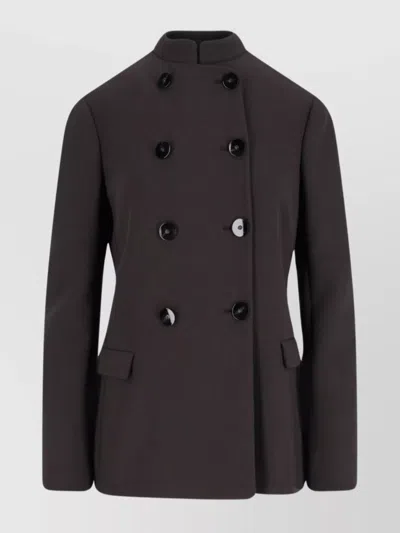 Giorgio Armani Tailored Jacket With Double-breasted Button Detailing In Brown