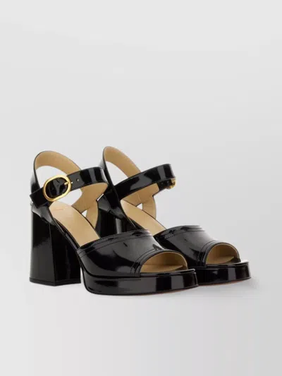 Valentino Block Heel Buckle Detail Open Toe Sandals