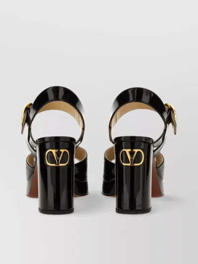 Valentino Block Heel Buckle Detail Open Toe Sandals