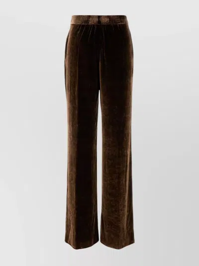 Etro Velvet Wide Leg Trousers With Elastic Waistband