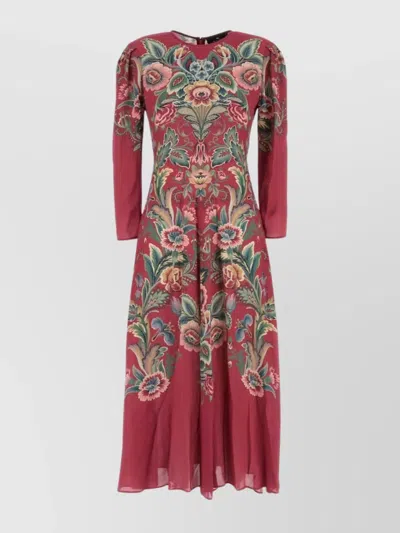 Etro Floral Embroidery Long Sleeves Midi Dress