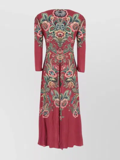 Etro Floral Embroidery Long Sleeves Midi Dress