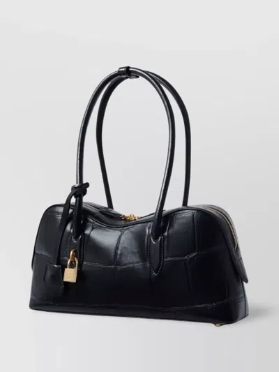 Stella Mccartney Croc-embossed Shoulder Bags Padlock Detail