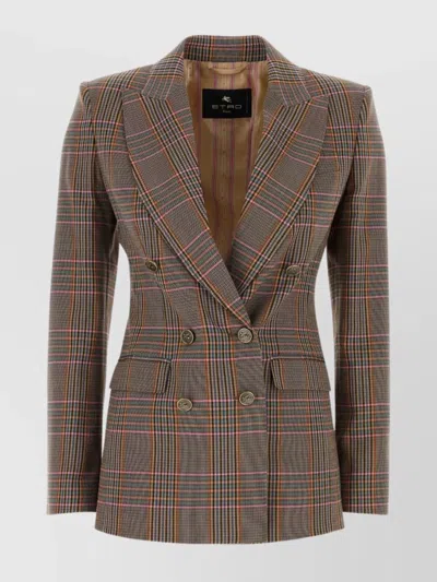 Etro Tailored Jersey Blazer With Embroidered Shoulders
