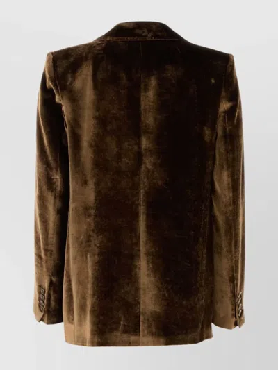 Etro Velvet Blazer With Buttoned Cuffs And Front Pockets