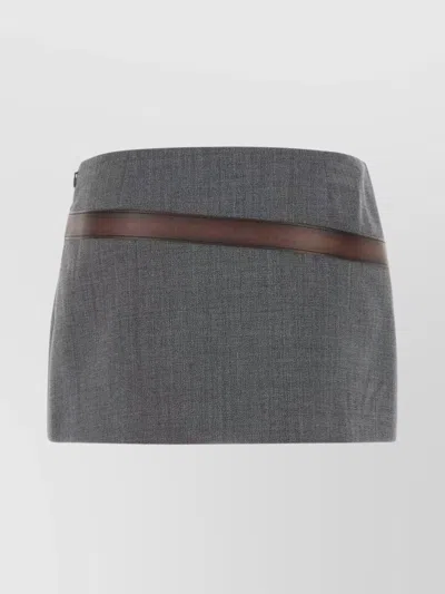 Prada Melange Grey Polyester Blend Mini Skirt