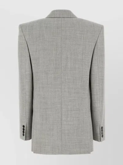 Saint Laurent Lapels Wool Blazer Notched In Gray