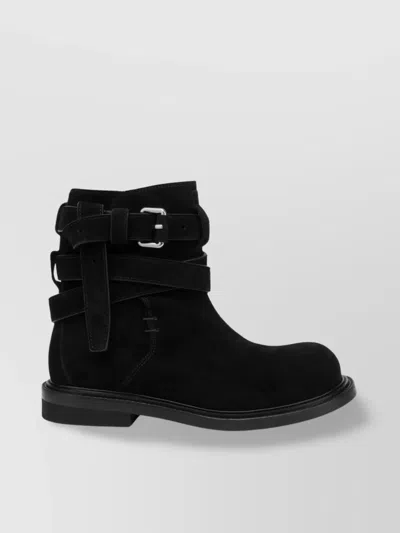 Moschino Rounded Toe Ankle Boots With Side Stitching In Multi