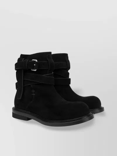 Moschino Rounded Toe Ankle Boots With Side Stitching In Multi