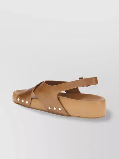 Chloé Calfskin Strappy Sandals Gold Studs