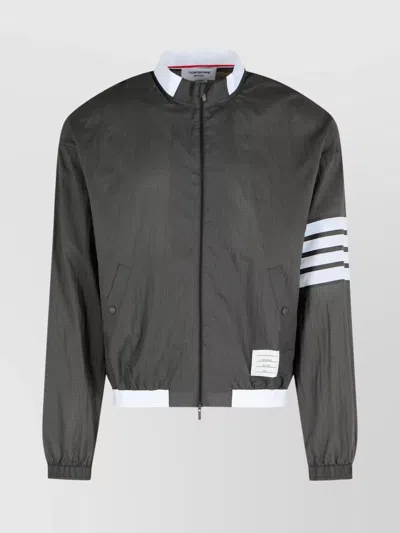 Thom Browne '4 Bar' Grey Polyester Jacket In Gray