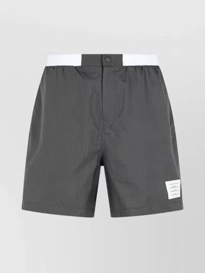 Thom Browne Bermuda Shorts With Button Detail And Elastic Waistband In Gray