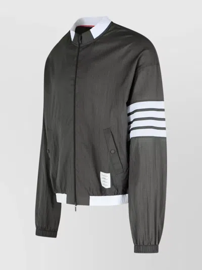 Thom Browne '4 Bar' Grey Polyester Jacket In Gray