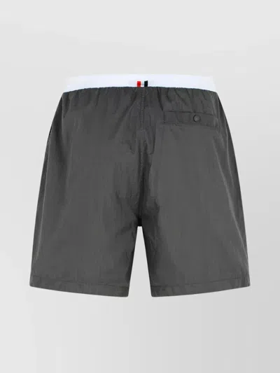 Thom Browne Bermuda Shorts With Button Detail And Elastic Waistband In Gray