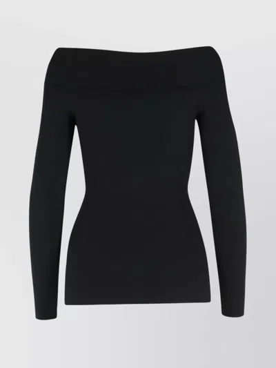 Stella Mccartney Womens Off-shoulder Long-sleeve Compact-knit Top Black In Black