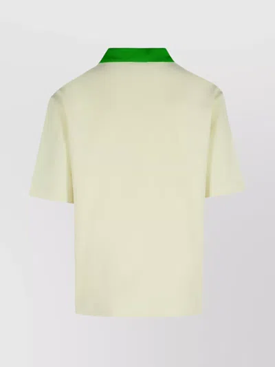 Marni Cotton Blend Polo Shirt With Contrasting Collar In Neutral