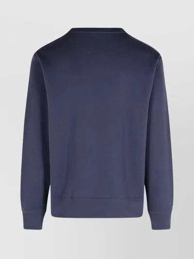 Polo Ralph Lauren Navy Blue Cotton Blend Sweatshirt With Iconic Bear Logo In Blue