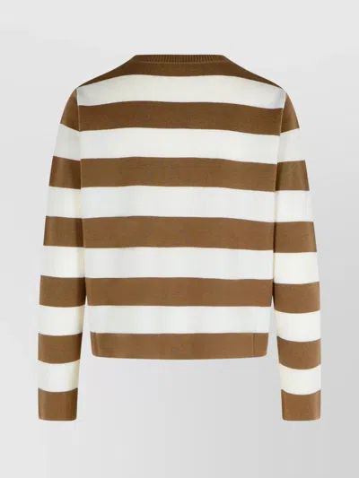 Max Mara 'viterbo' Crew Neck Striped Sweater In Neutral