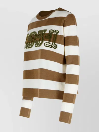 Max Mara 'viterbo' Crew Neck Striped Sweater In Neutral